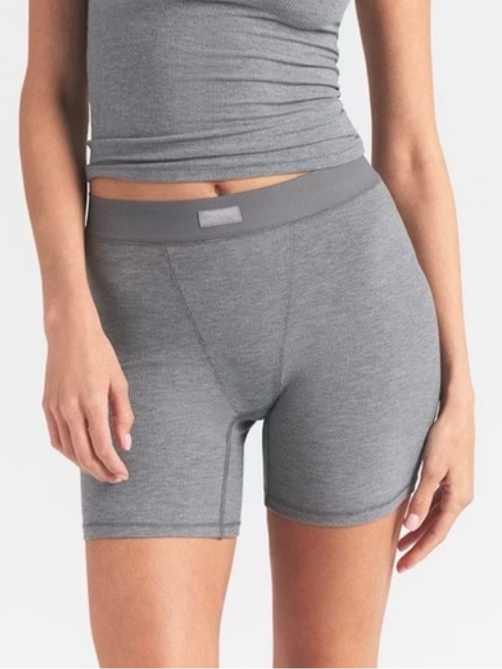 Skims Soft Lounge Rib Boxers in Heather Gray